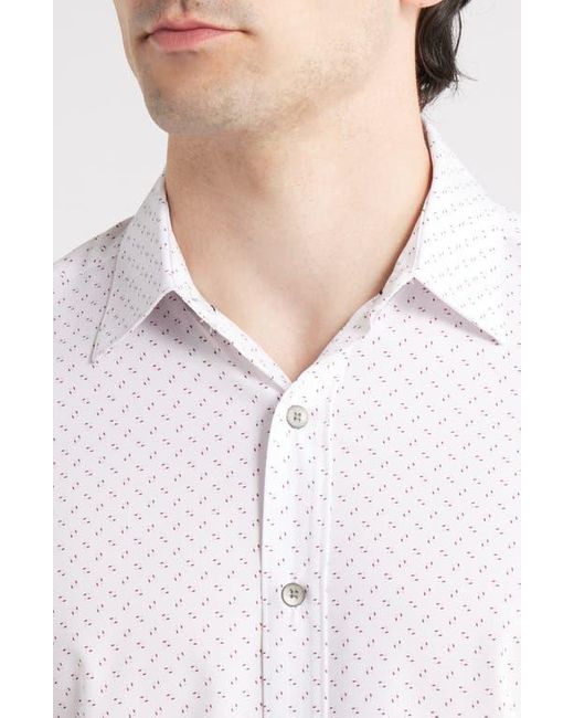 W.r.k. White Trim Fit Abstract Square Performance Button-Up Shirt for men