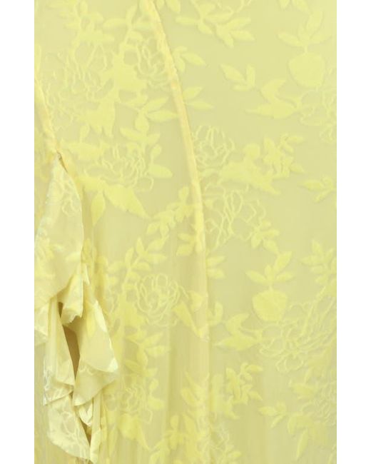 Mistress Rocks Floral Burnout Velvet Ruffle Spiral Midi Skirt in Yellow ...