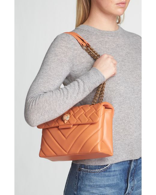 Kurt Geiger Orange Kensington Quilted Leather Convertible Shoulder Bag