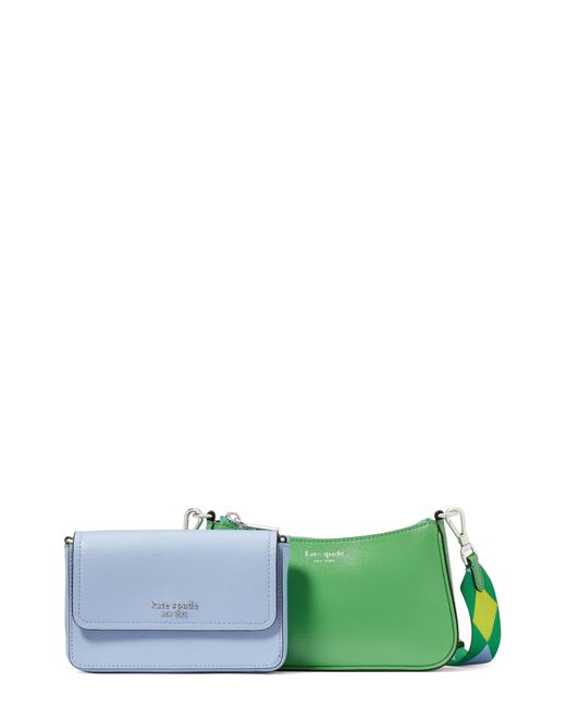 Kate Spade Green Morgan Double Up Colorblock Saffiano Leather Crossbody Bag