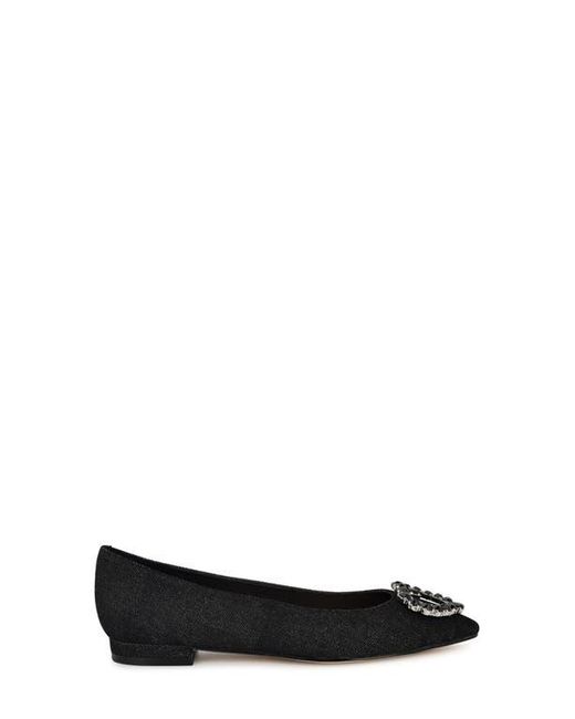 Nine West Black Hearts Rhinestone Flat