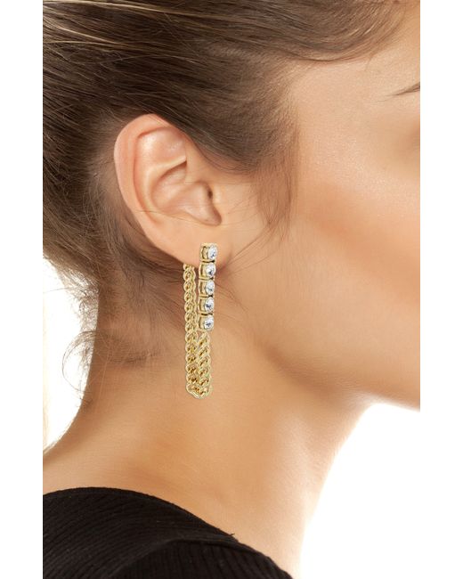 AllSaints Metallic Crystal Draped Front/back Earrings