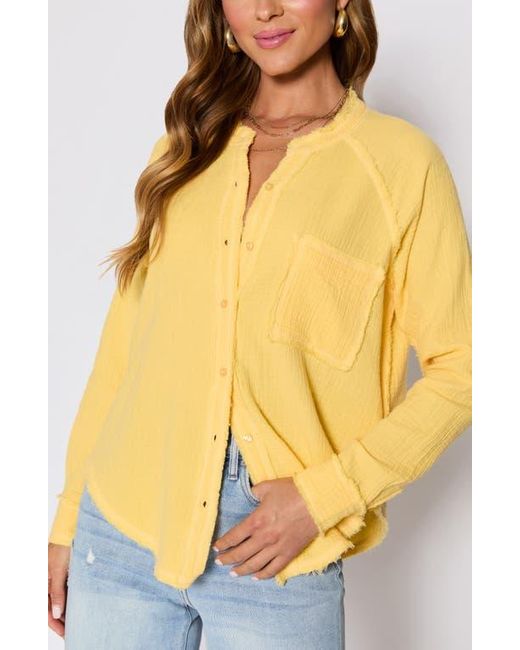 Vici Collection Blue Chill Cotton Gauze Button-Up Shirt