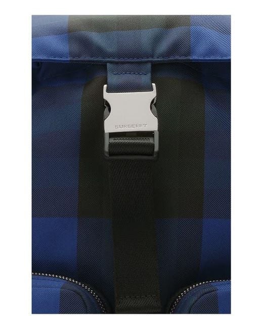 Burberry Blue Medium Check Backpack for men