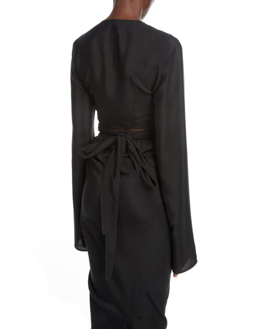 Rick Owens Crop Wrap Top in Black - Lyst