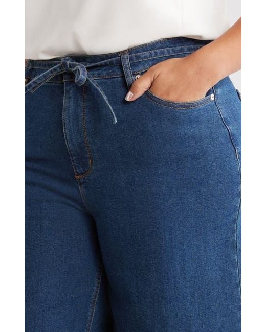 Anne Klein Blue Wide Leg Drawstring Jeans