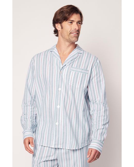 Petite Plume White Stripe Cotton Pajamas for men