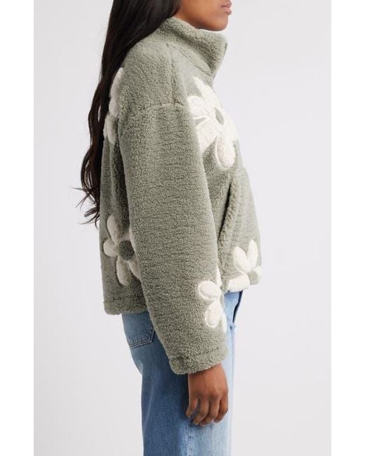 Thread & Supply Gray High Pile Fleece Floral Jacket