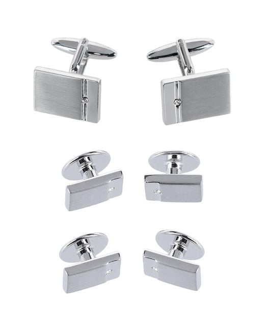 Trafalgar White The Kingsley Square Cuff Link & Stud Set for men
