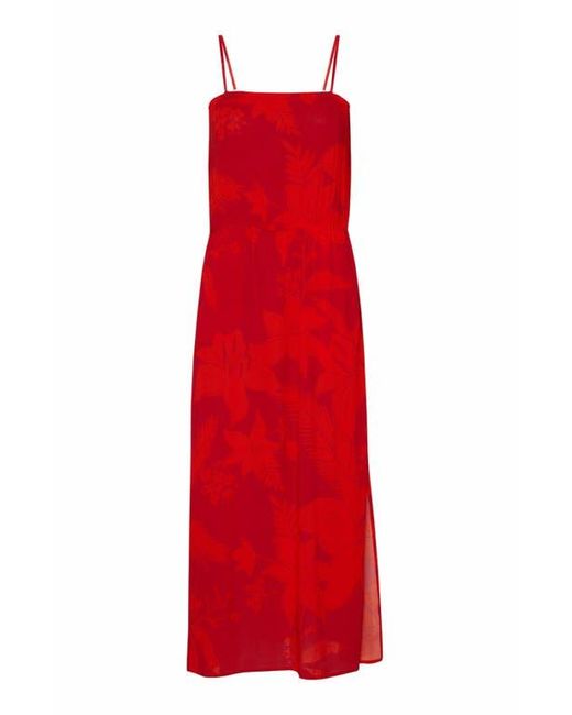 Vilebrequin Red Flower Power Long Rayon Dress