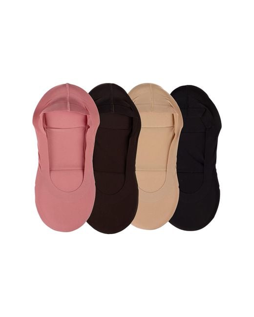 Memoi Pink Assorted 4-Pack Cushioned Liner Socks