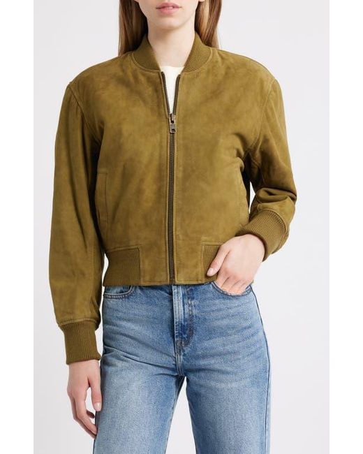 Schott Nyc Green Suede Bomber Jacket