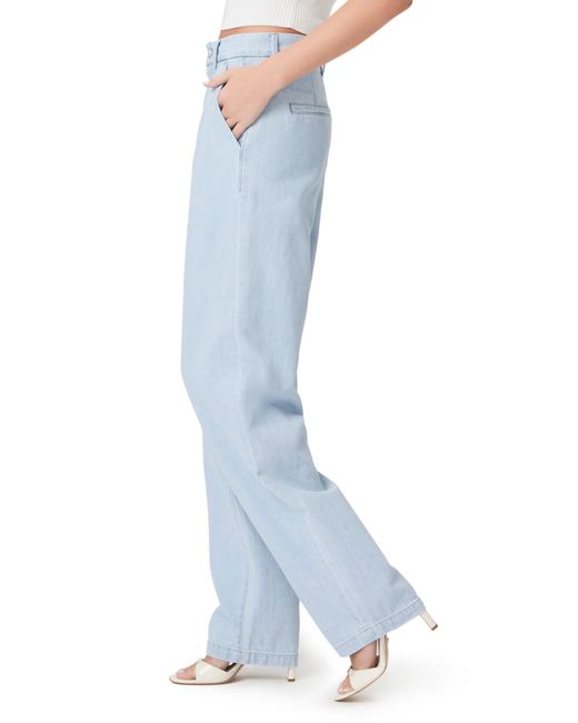 PAIGE Blue The Nines Collection Bella Pleated High Waist Wide Leg Trouser Jeans