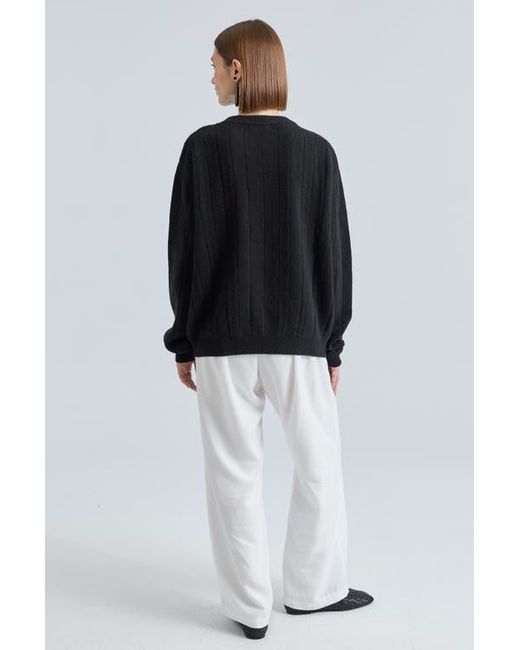 ALMINA CONCEPT Black Ribbed Wool Crewneck Sweater