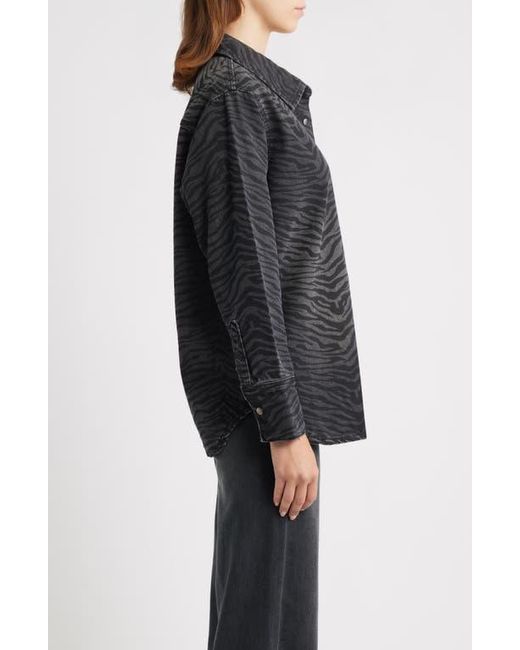 PTCL Black Ainhoanon Zebra Print Denim Shacket