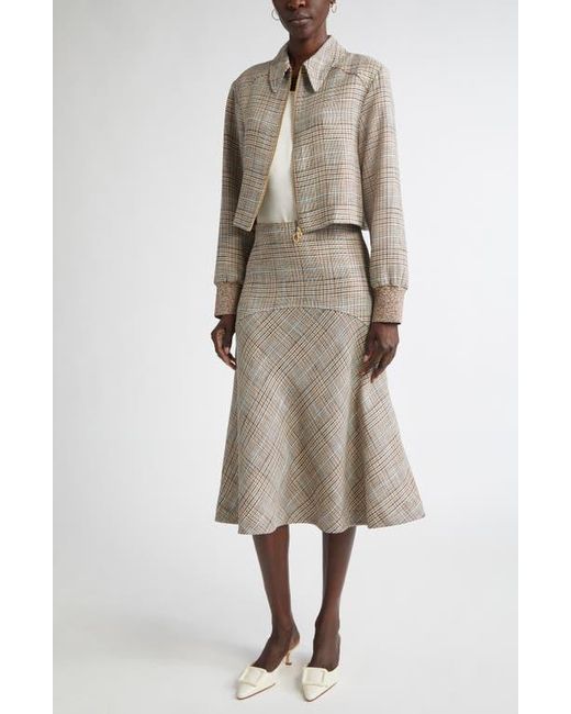 St. John Natural Prince Of Wales Plaid Crop Jacket