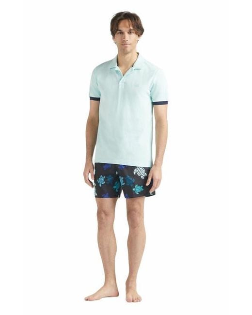 Vilebrequin Blue Solid Cotton Polo for men