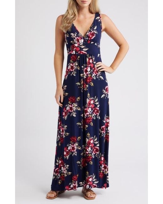 blue floral tiered maxi dress Provence Bloom Long Sleeve Maxi Dress Floral Blue