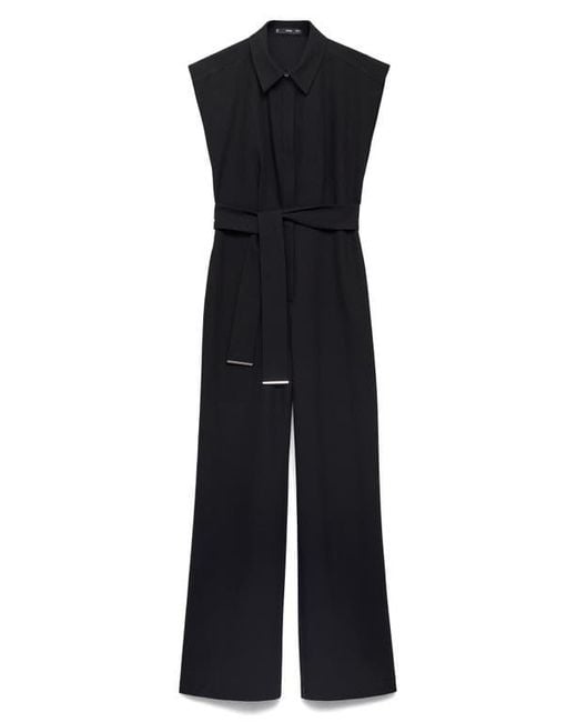 Mango Black Tie Belt Jumpsuit