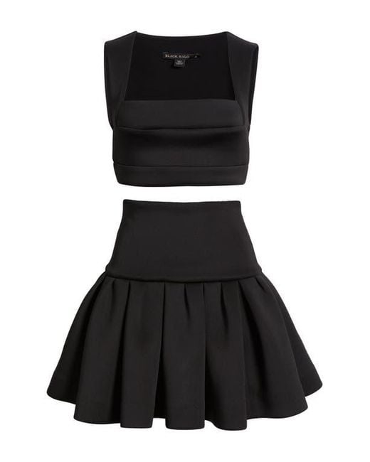 Black Halo Black Pamina Crop Top & Skater Miniskirt Set