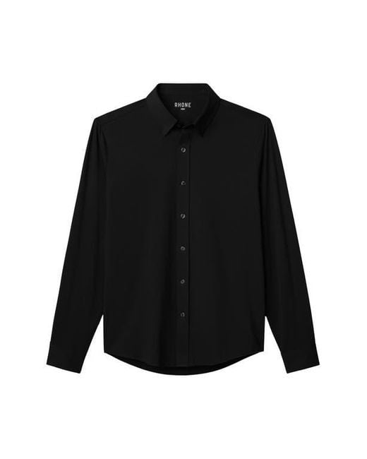 Rhone Black Commuter Classic Fit Stretch Button-Up Shirt for men