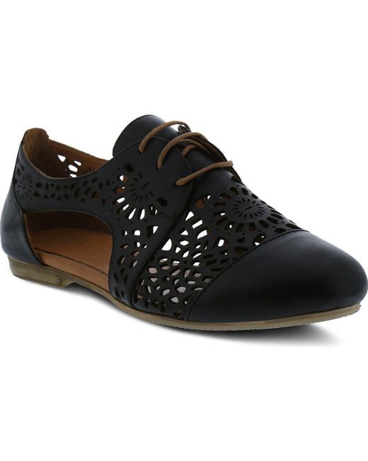 Spring Step Black Theone Cutout Derby Flat