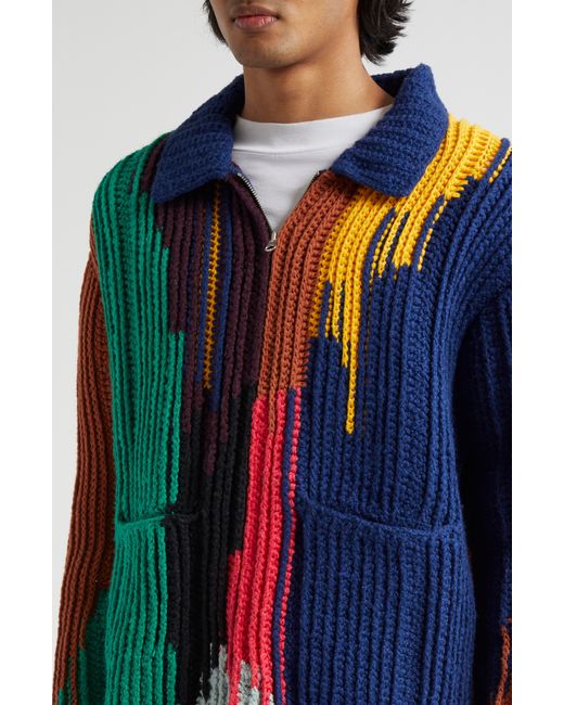 The Elder Statesman Blue Acid Cotton Crochet Jacket