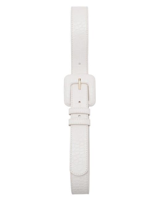 Mango White Crocodile Print Faux Leather Belt