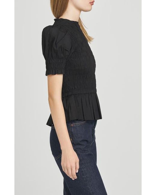 Wayf Black Matilda Smocked Peplum Top