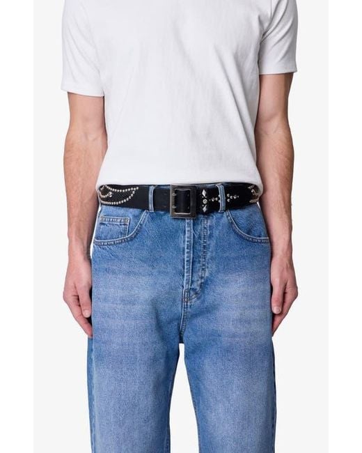MNML Black Stud Leather Belt for men