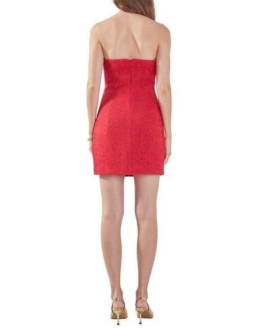 Endless Rose Red Strapless Tweed Sheath Minidress