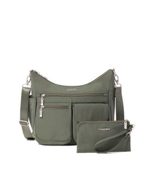 Baggallini Green Modern Everywhere Hobo Crossbody Bag With Wristlet