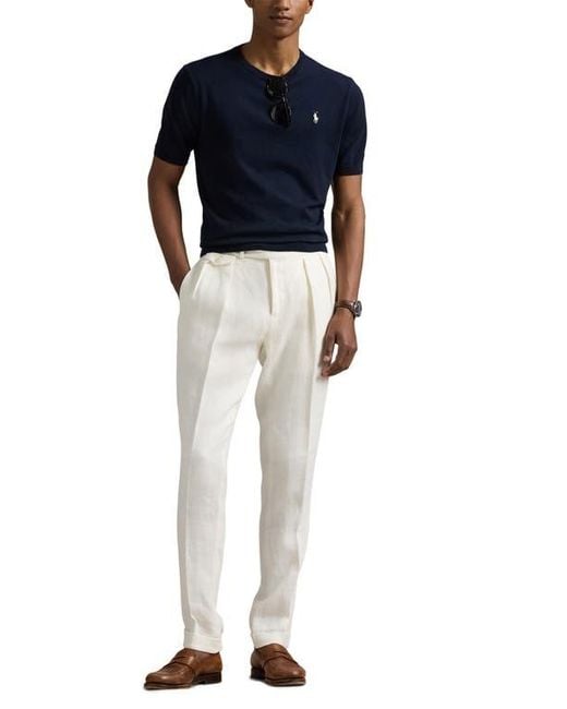 Polo Ralph Lauren Blue Short Sleeve Cotton Crewneck Sweater for men