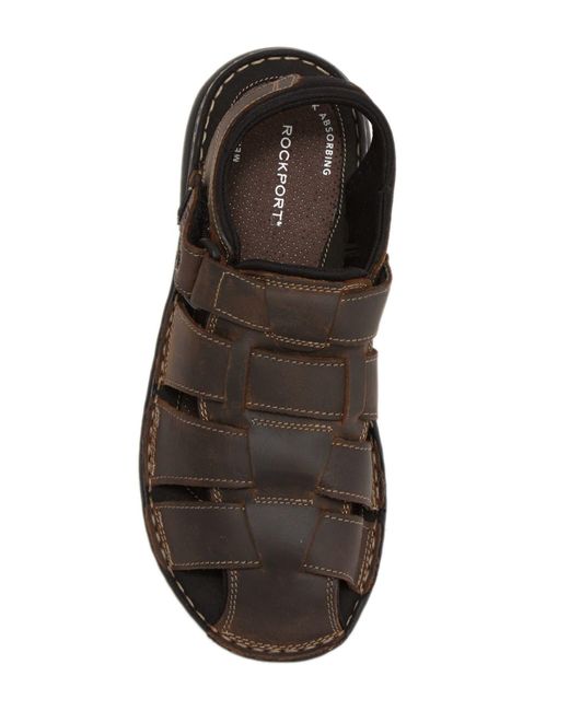 Rockport Black Darwyn Fisherman Leather Sandal for men