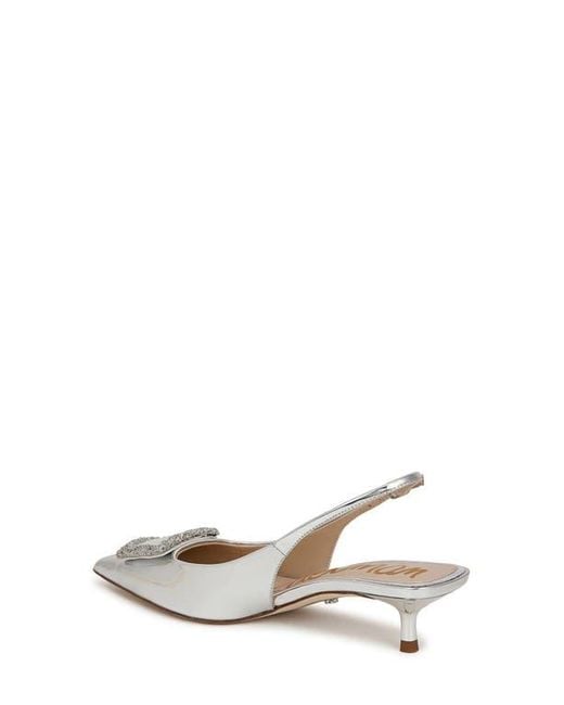 Sam Edelman White Kammie Slingback Pointed Toe Kitten Heel Pump