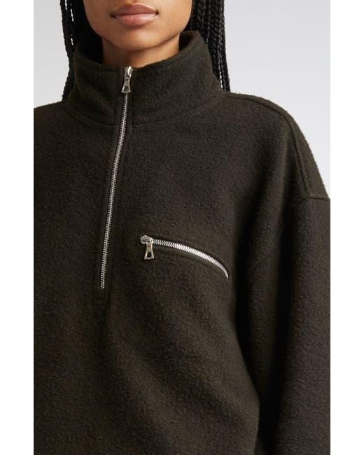 Rier Black Wool Fleece Half Zip Sweatshirt