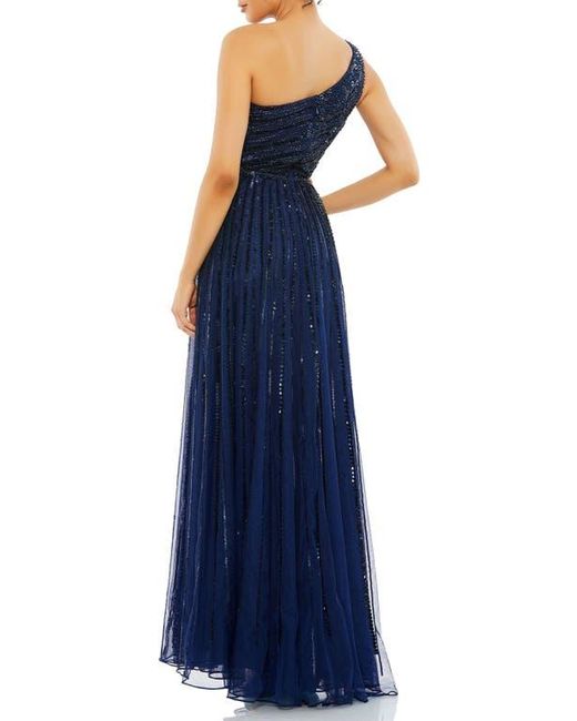 Mac Duggal Blue Embellished One Shoulder A-Line Gown