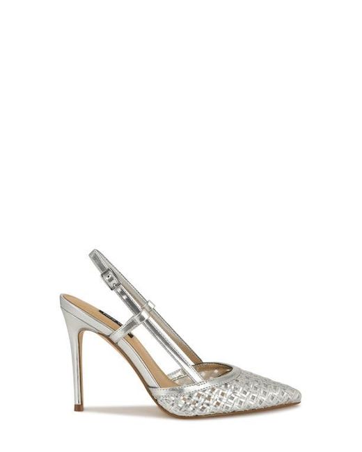 Nine West White Floree Pointed Toe Slingback Pump