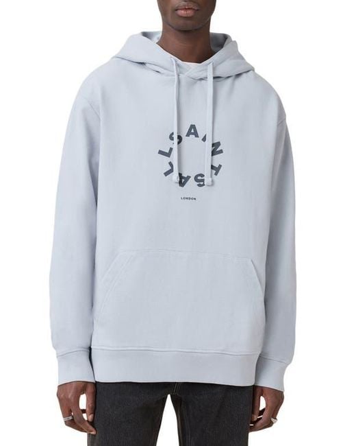 AllSaints Gray Tierra Logo Graphic Hoodie for men