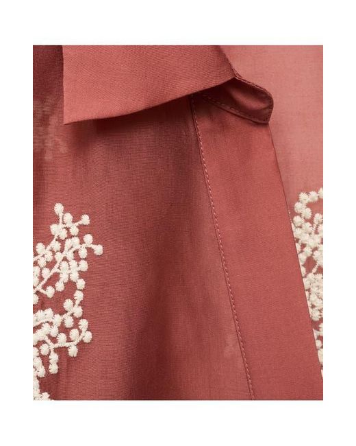 Mango Embroidered Semisheer Button-Up Shirt