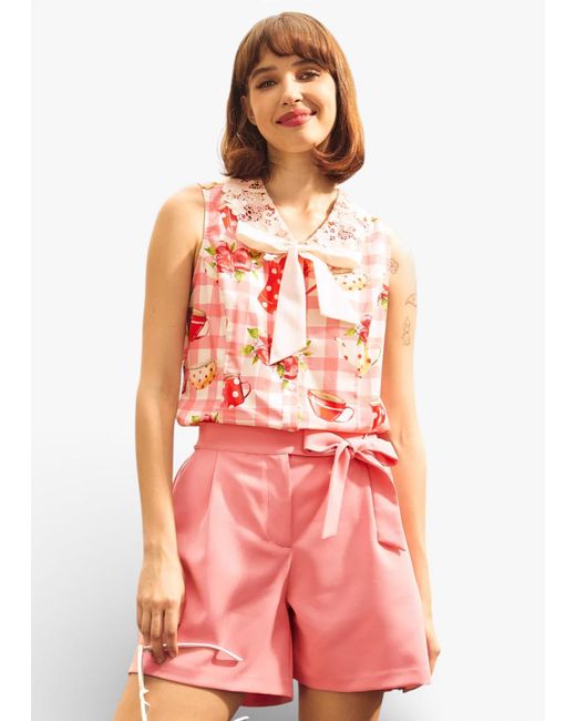ModCloth Pink Tea Time Cutie Top