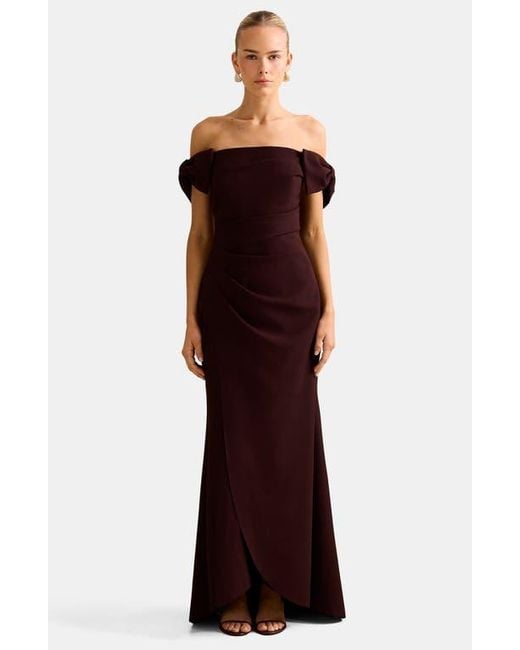 EVER NEW Red Kalee Bow Trim Off The Shoulder Gown