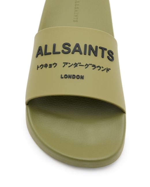 AllSaints Green Underground Slide Sandal for men