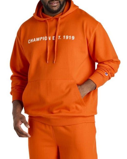 Champion Orange Big & Tall Power Blend Hoodie for men