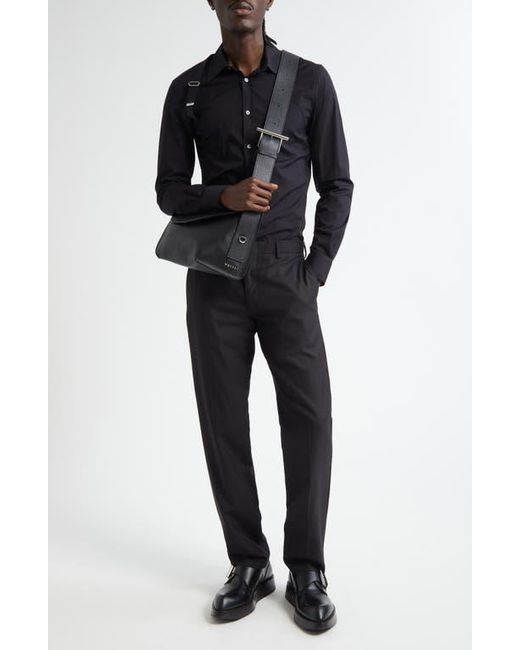 Alexander McQueen Black Logo Tape Harness Stretch Cotton Button-Up Shirt for men