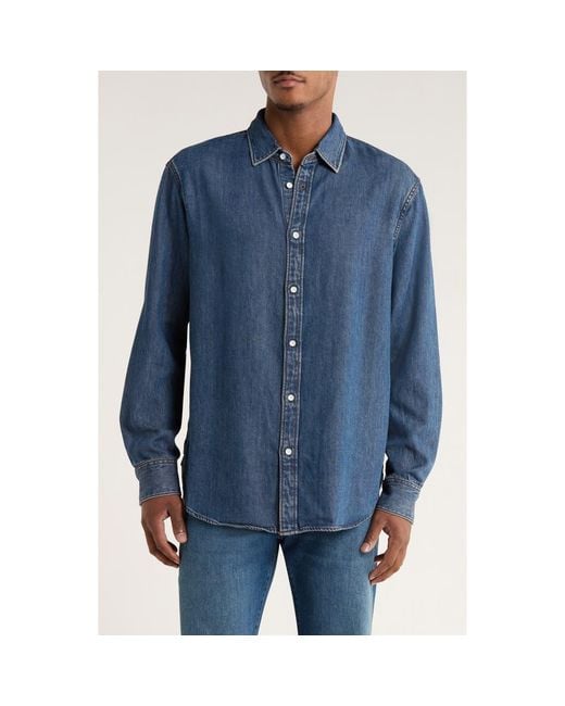 Rag & Bone Blue Finch Featherweight Denim Button-Up Shirt for men