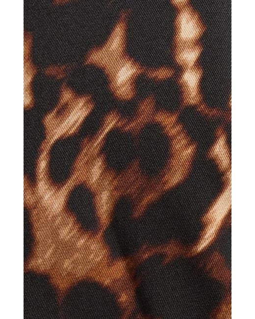 Anne Klein Brown Leopard Tie Waist Long Sleeve Shirtdress