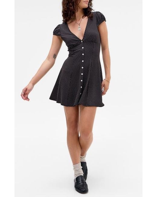 BDG Kiki Polka Dot Fit & Flare Dress in Black | Lyst