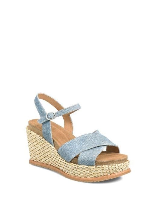 Söfft Blue Diana Espadrille Platform Wedge Sandal