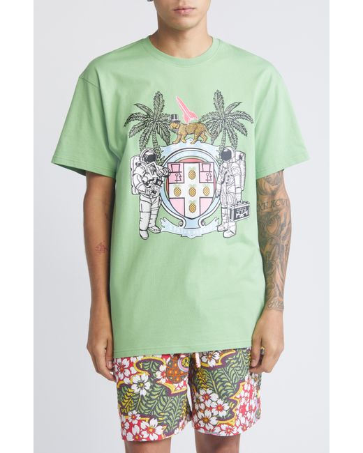 BBCICECREAM Green Crest Cotton Graphic T-shirt for men